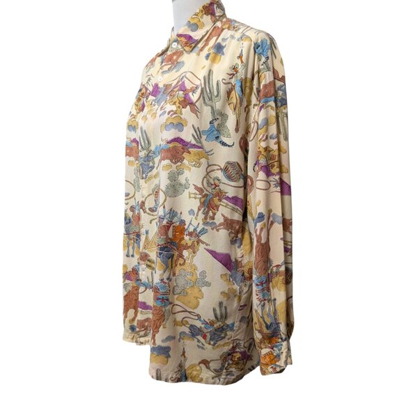 Vintage Paragraff Unisex Size L Cowboys Indians Novelty Button Up L/S Shirt Top - Picture 3 of 12